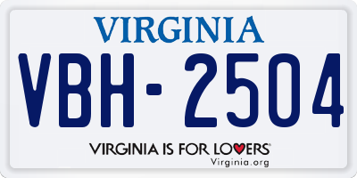 VA license plate VBH2504
