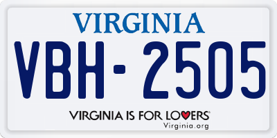 VA license plate VBH2505