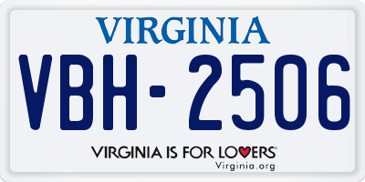 VA license plate VBH2506
