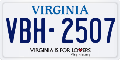 VA license plate VBH2507