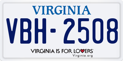 VA license plate VBH2508