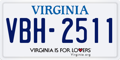 VA license plate VBH2511