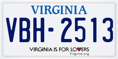 VA license plate VBH2513