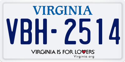 VA license plate VBH2514