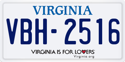 VA license plate VBH2516