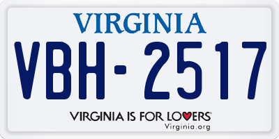 VA license plate VBH2517