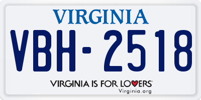 VA license plate VBH2518