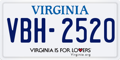 VA license plate VBH2520