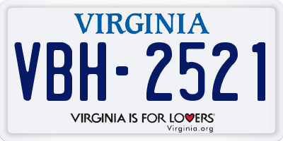 VA license plate VBH2521