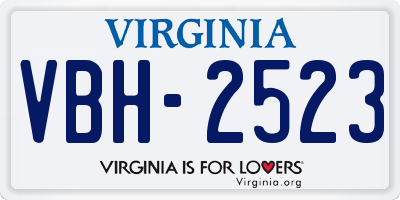 VA license plate VBH2523