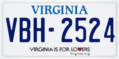 VA license plate VBH2524