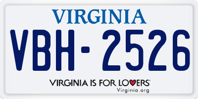 VA license plate VBH2526