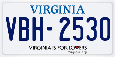 VA license plate VBH2530