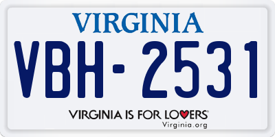 VA license plate VBH2531