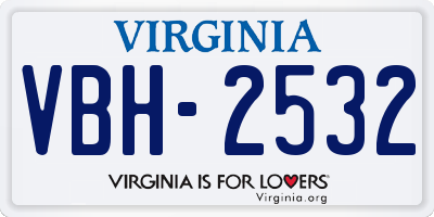 VA license plate VBH2532