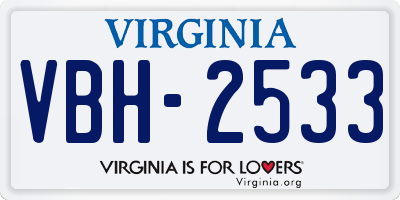 VA license plate VBH2533