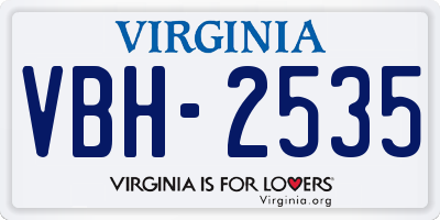 VA license plate VBH2535