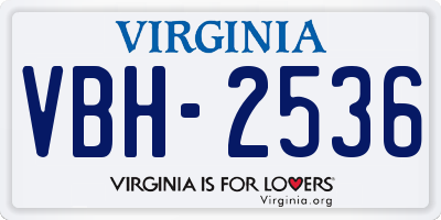 VA license plate VBH2536