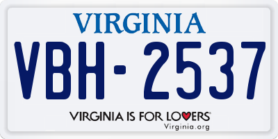 VA license plate VBH2537