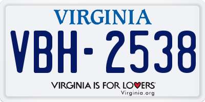 VA license plate VBH2538