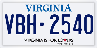 VA license plate VBH2540