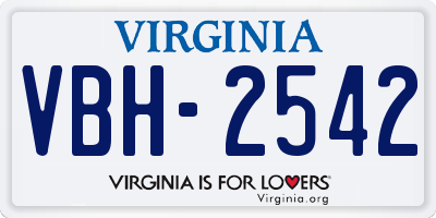 VA license plate VBH2542