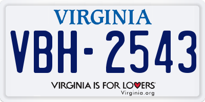 VA license plate VBH2543