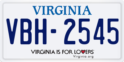 VA license plate VBH2545