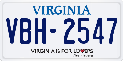 VA license plate VBH2547