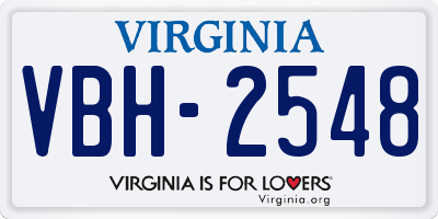 VA license plate VBH2548