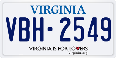 VA license plate VBH2549