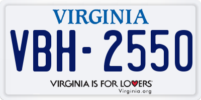 VA license plate VBH2550