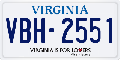 VA license plate VBH2551