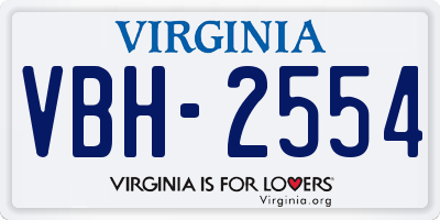 VA license plate VBH2554