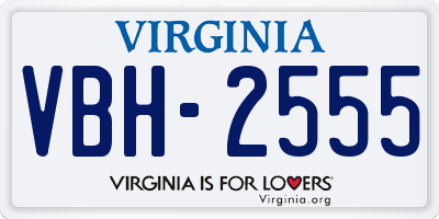 VA license plate VBH2555