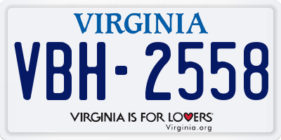 VA license plate VBH2558