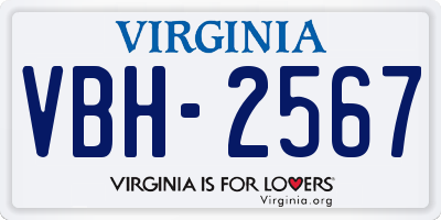 VA license plate VBH2567