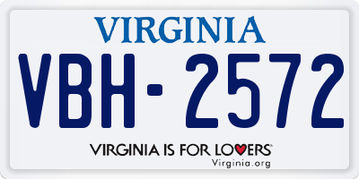 VA license plate VBH2572
