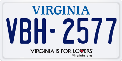 VA license plate VBH2577