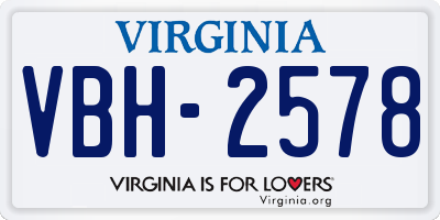 VA license plate VBH2578