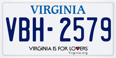 VA license plate VBH2579