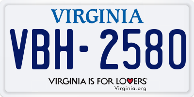 VA license plate VBH2580