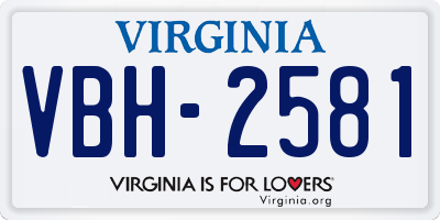 VA license plate VBH2581