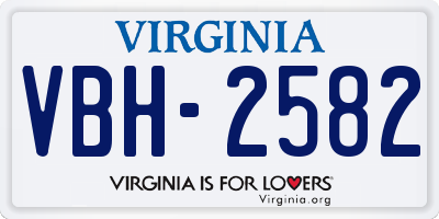 VA license plate VBH2582
