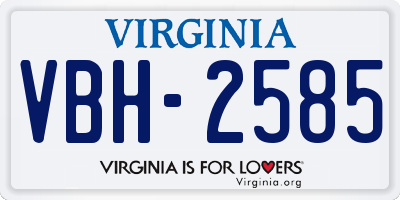 VA license plate VBH2585