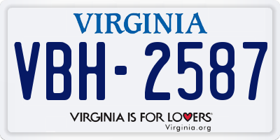 VA license plate VBH2587