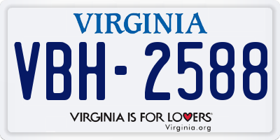 VA license plate VBH2588
