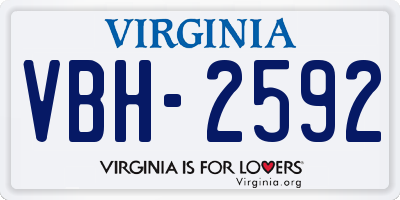 VA license plate VBH2592