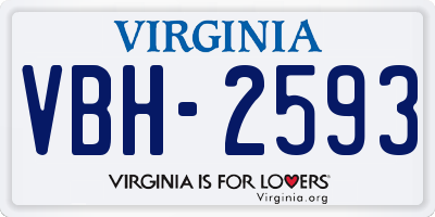 VA license plate VBH2593