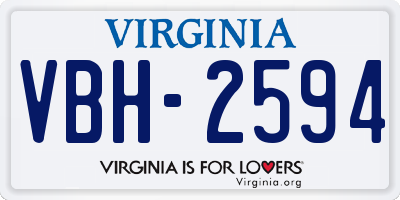 VA license plate VBH2594